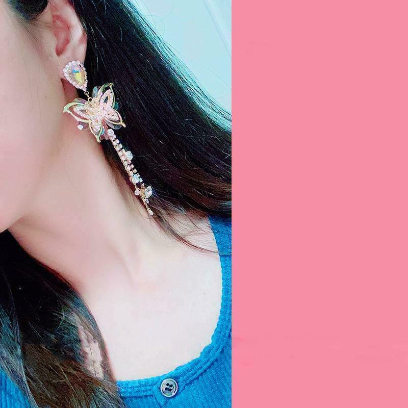 Gen Z K-POP Streetwear: Butterfly Tribe Drop Earrings for Y2K Style