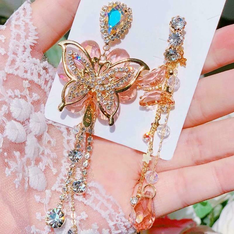 Gen Z K-POP Streetwear: Butterfly Tribe Drop Earrings for Y2K Style