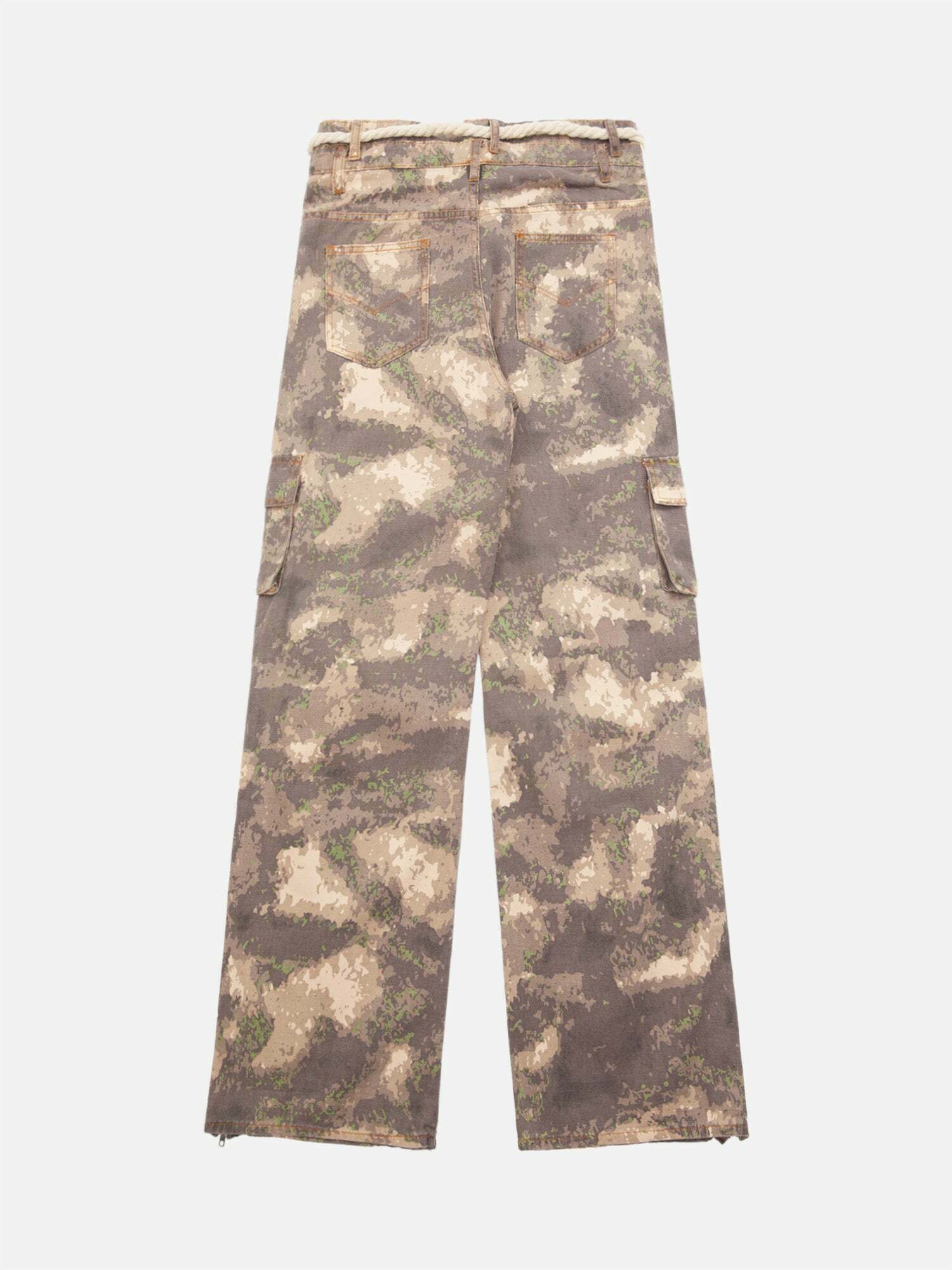 Gen Z K-POP Streetwear: Camo Drawstring Overalls for Y2K Style