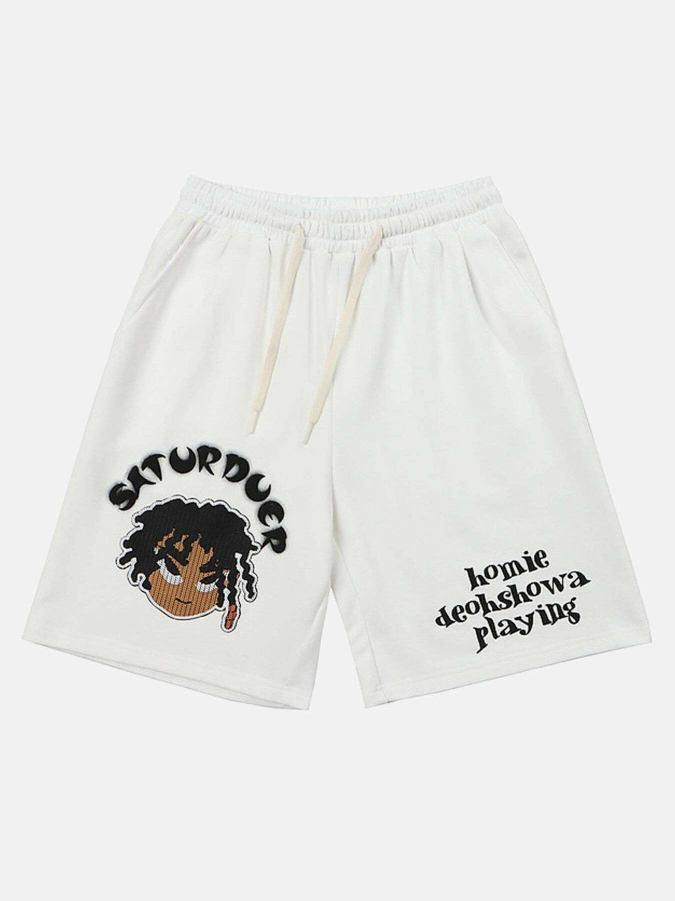 Gen Z K-POP Streetwear: Cartoon Foam Loose Shorts for Y2K Style