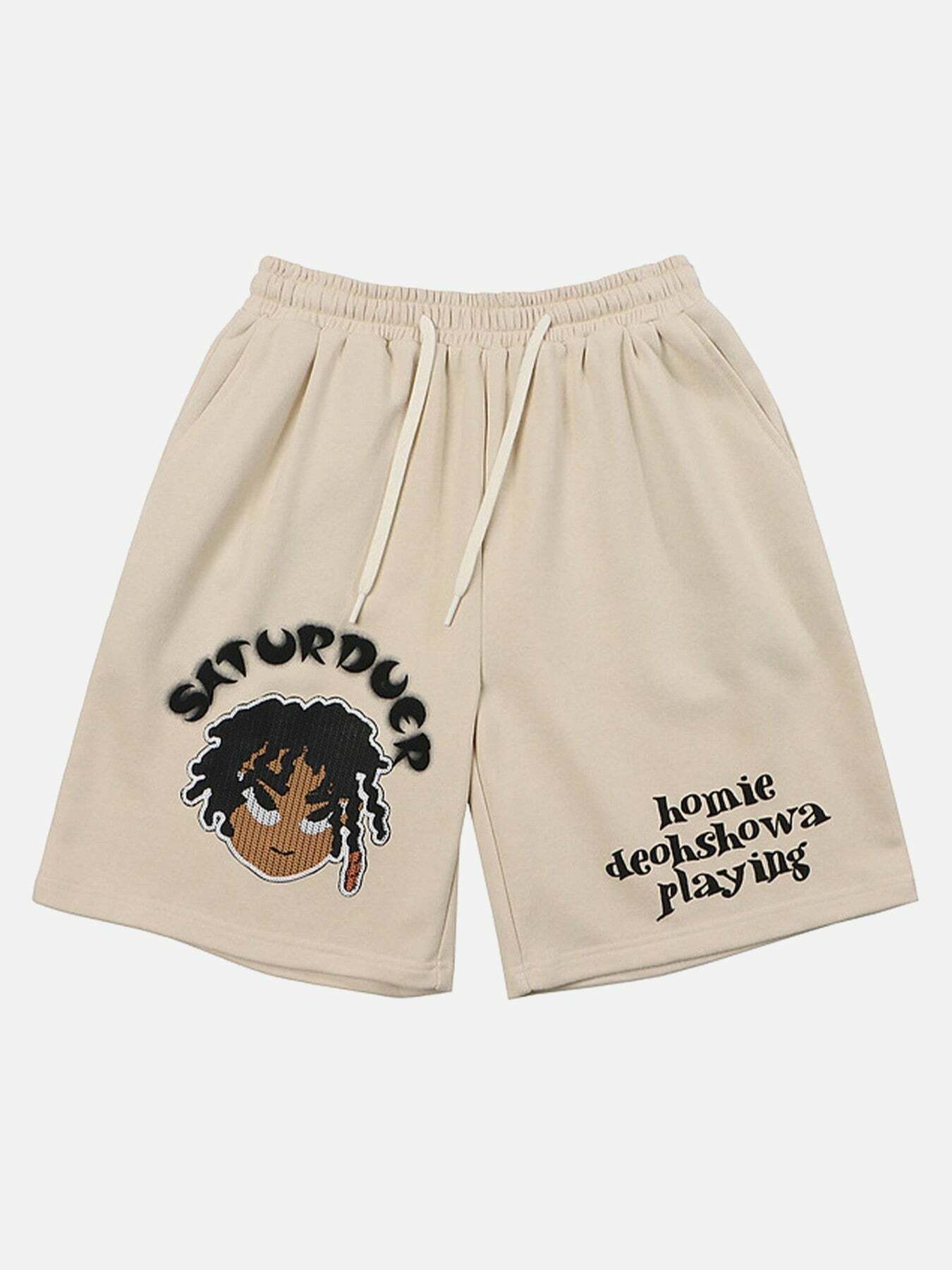 Gen Z K-POP Streetwear: Cartoon Foam Loose Shorts for Y2K Style