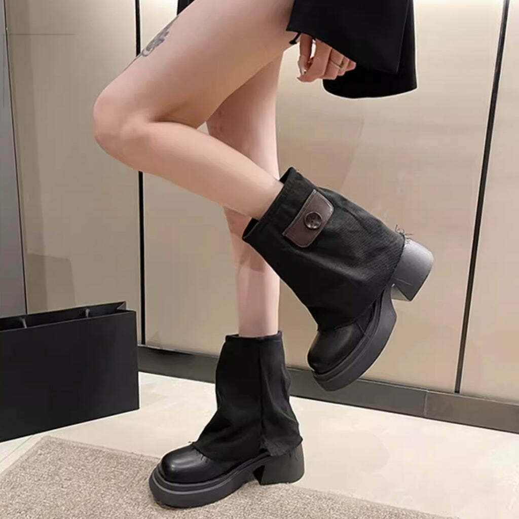 Gen Z K-POP Streetwear: Chunky Sole Short Martin Boots