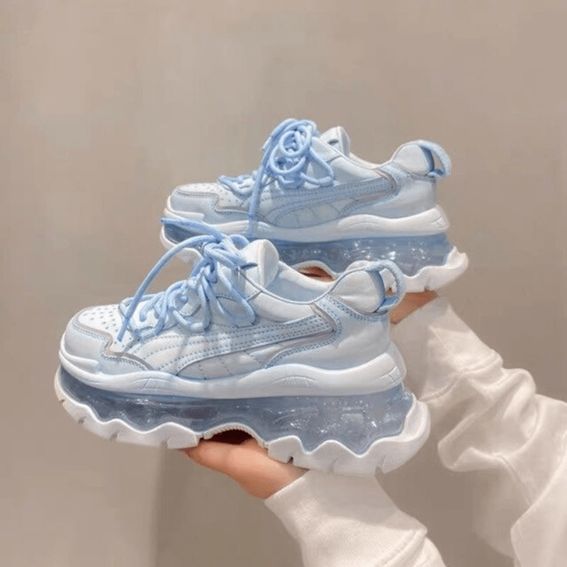 Gen Z K-POP Streetwear: Clear Water Bounce Sneakers for Y2K Style