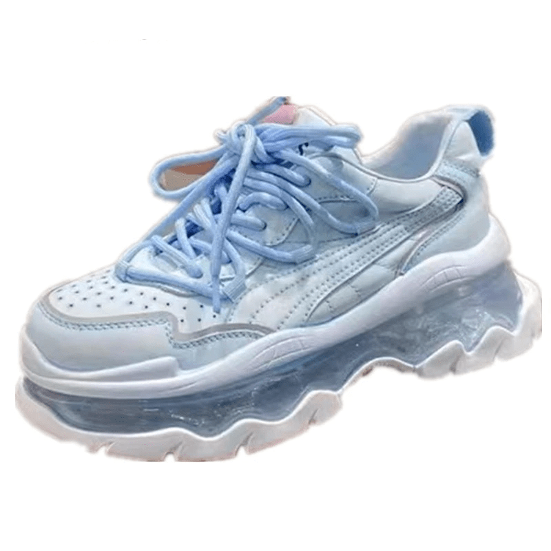 Gen Z K-POP Streetwear: Clear Water Bounce Sneakers for Y2K Style