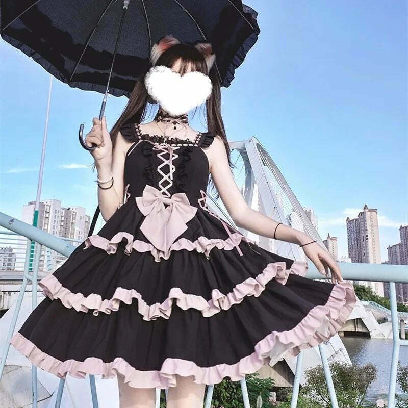 Gen Z K-POP Streetwear: Coquette Gothic Kawaii Dress Set