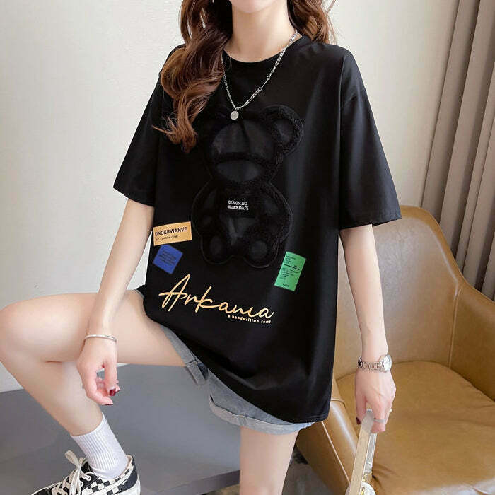 Gen Z K-POP Streetwear: Cotton Short-Sleeve Tee for Y2K Style