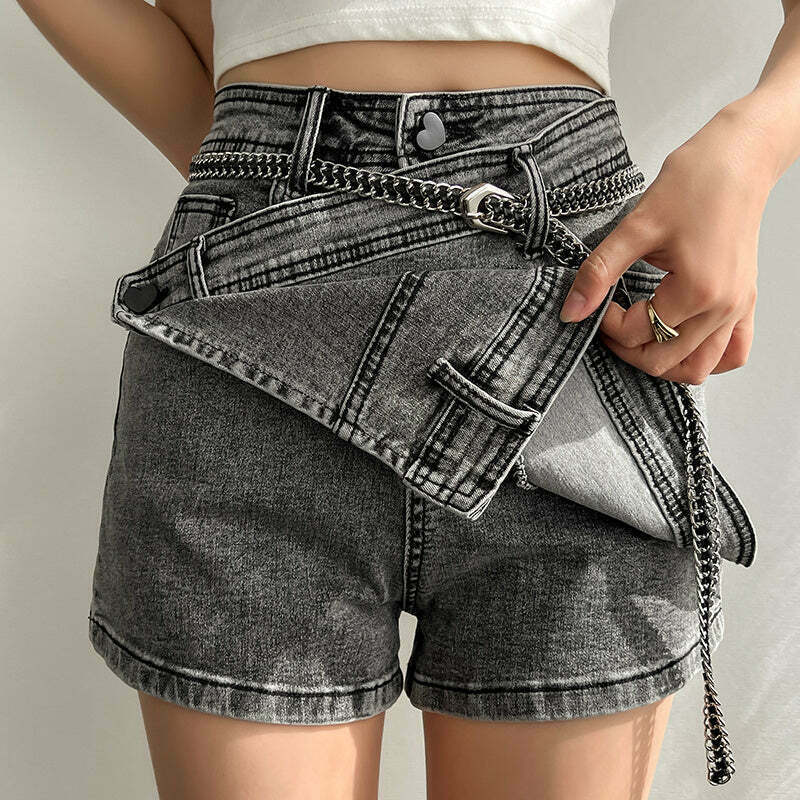 Gen Z K-POP Streetwear: Cross-X Chained Skirt for Y2K Fashion