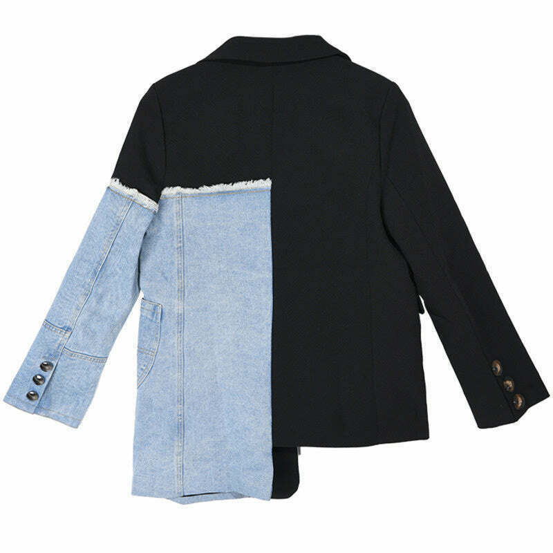 Gen Z K-POP Streetwear Denim Blazer Jacket for Y2K Fashion