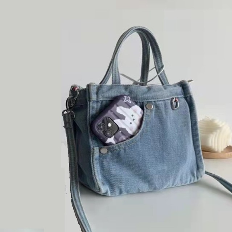 Gen Z K-POP Streetwear Denim Shoulder Bag for Y2K Fashion