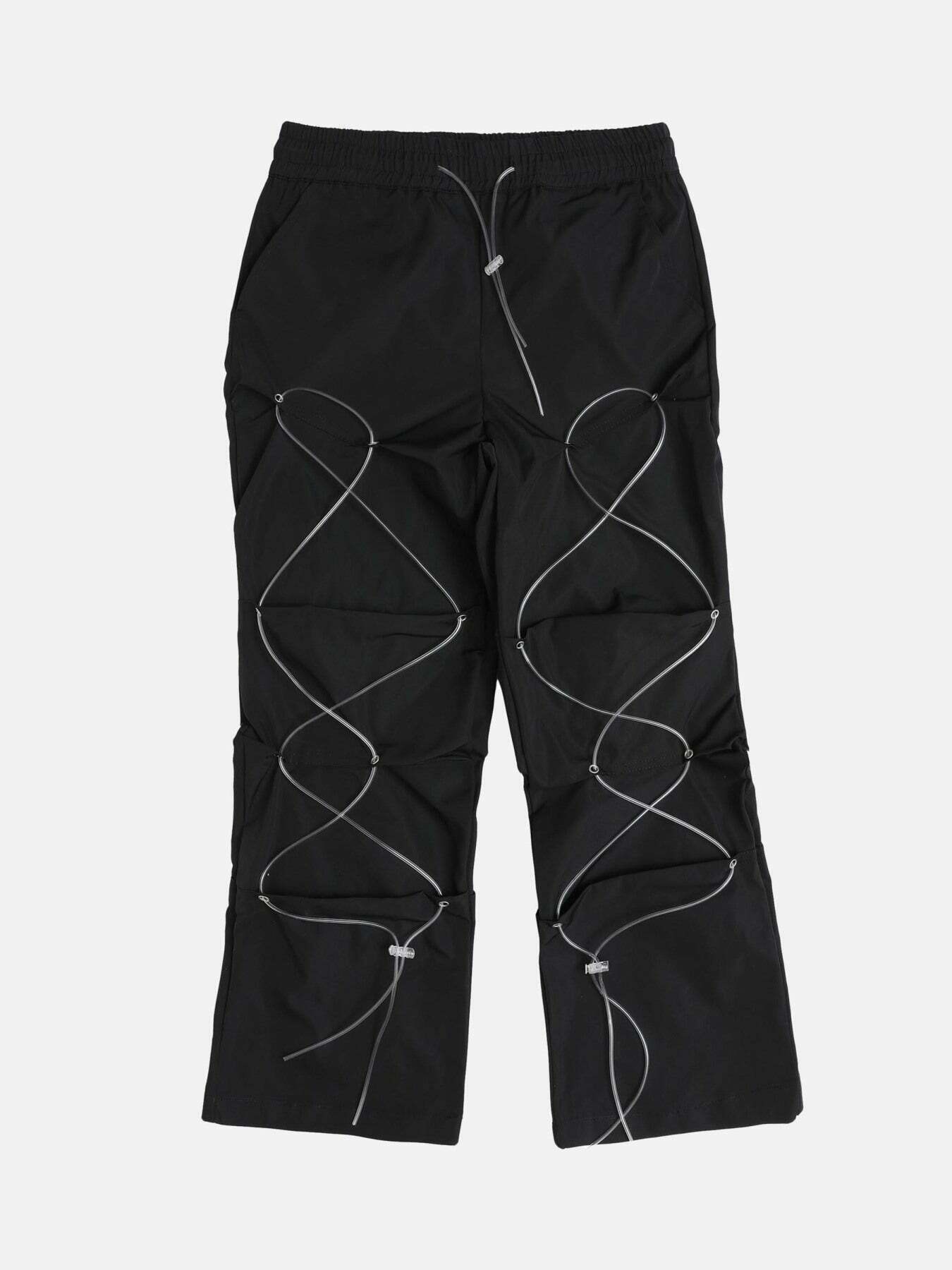 Gen Z K-POP Streetwear: Drawstring Pleated Loose Sports Pants