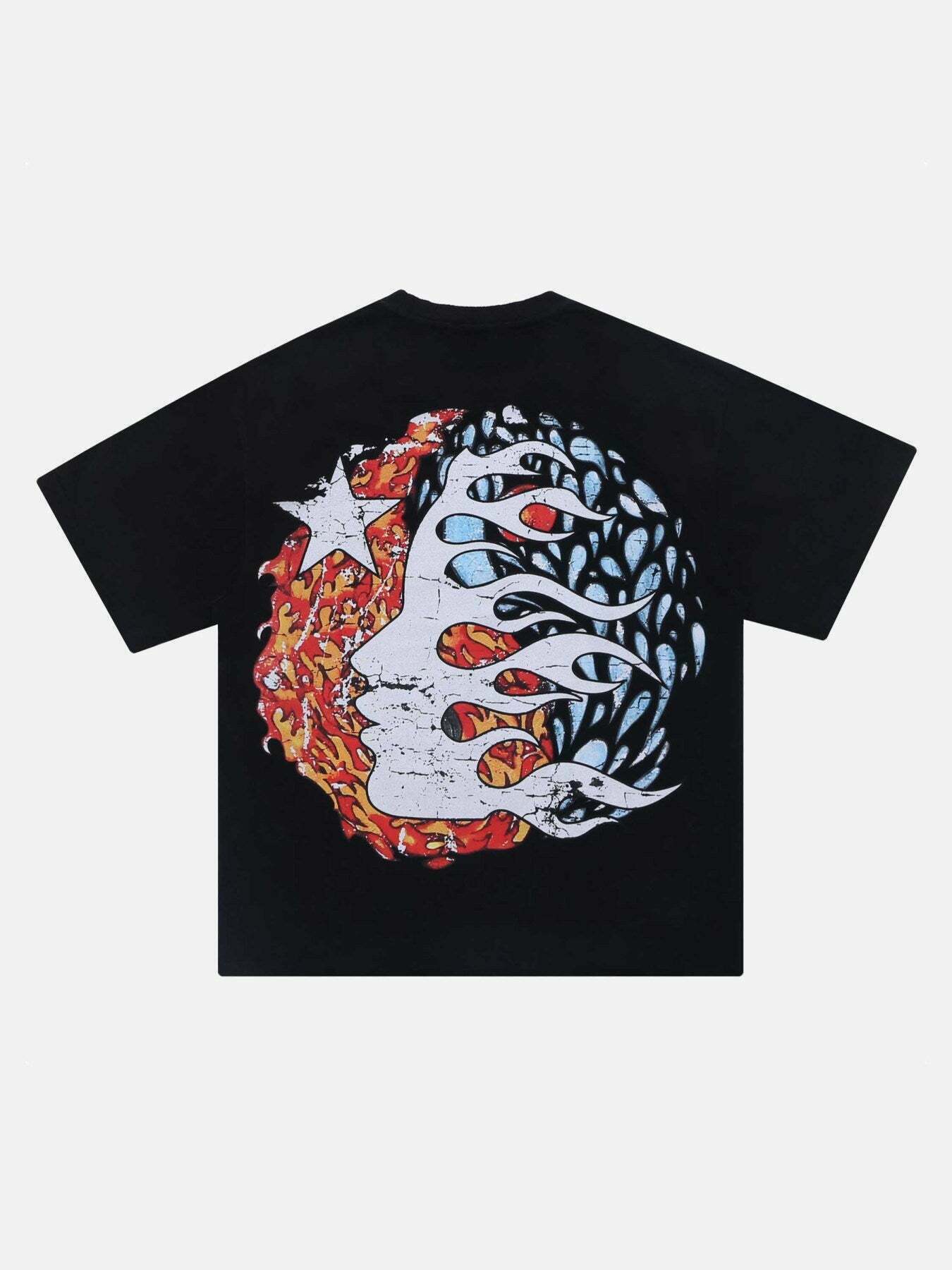 Gen Z K-POP Streetwear: Edgy Demon Skull Print Tee for Y2K Style