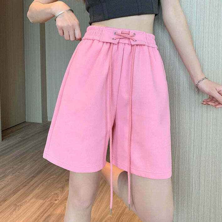 Gen Z K-POP Streetwear: Elastic Waist Drawstring Sports Shorts