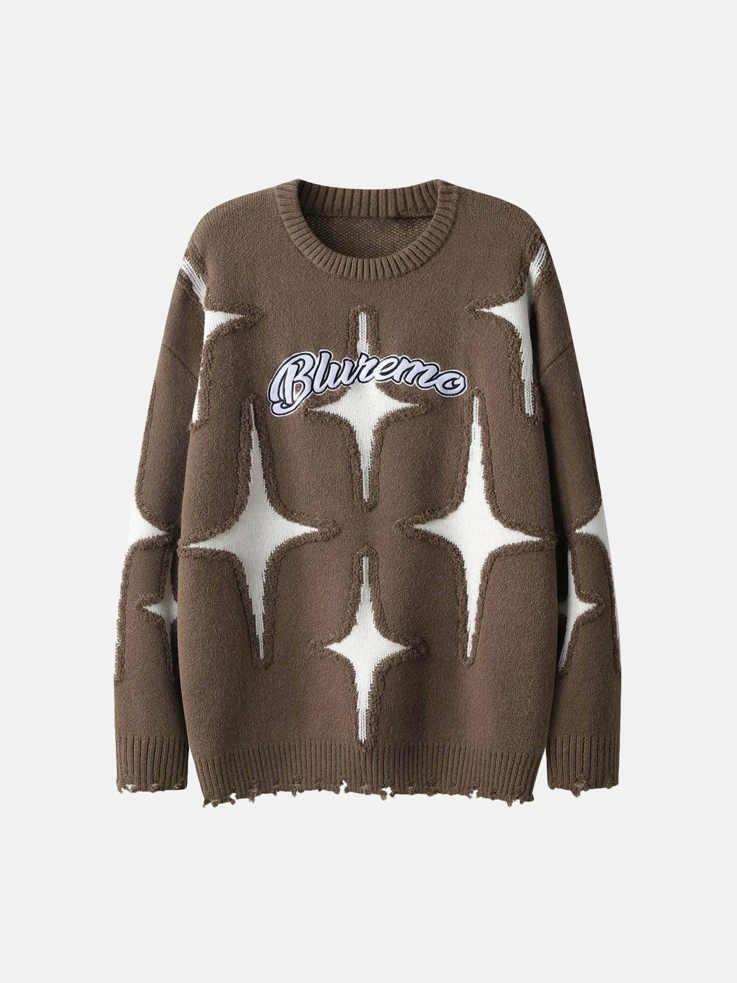 Gen Z K-POP Streetwear: Four-pointed Star Tassel Sweater