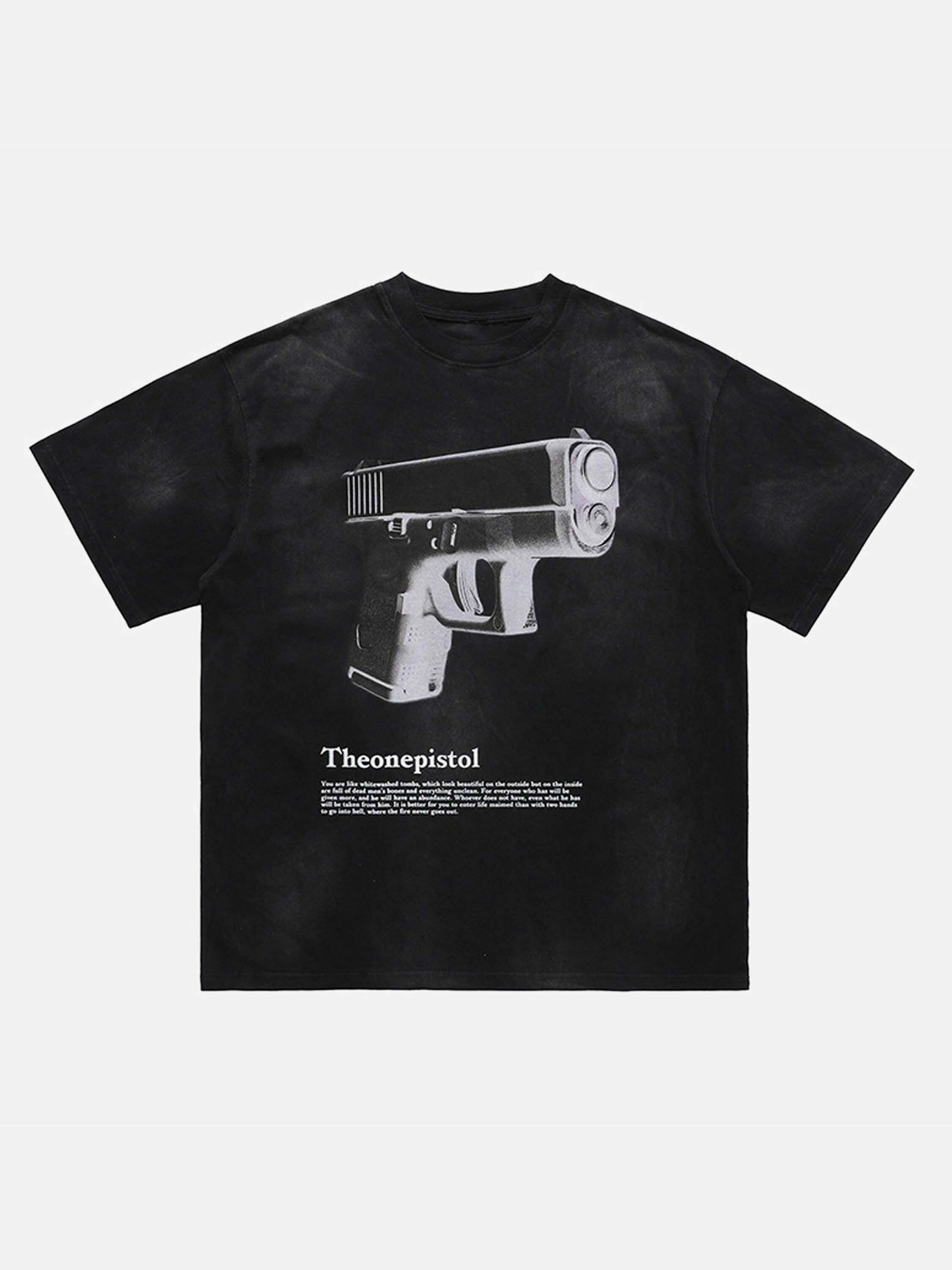 Gen Z K-POP Streetwear: Funky 3D Pistol Print Loose Tee