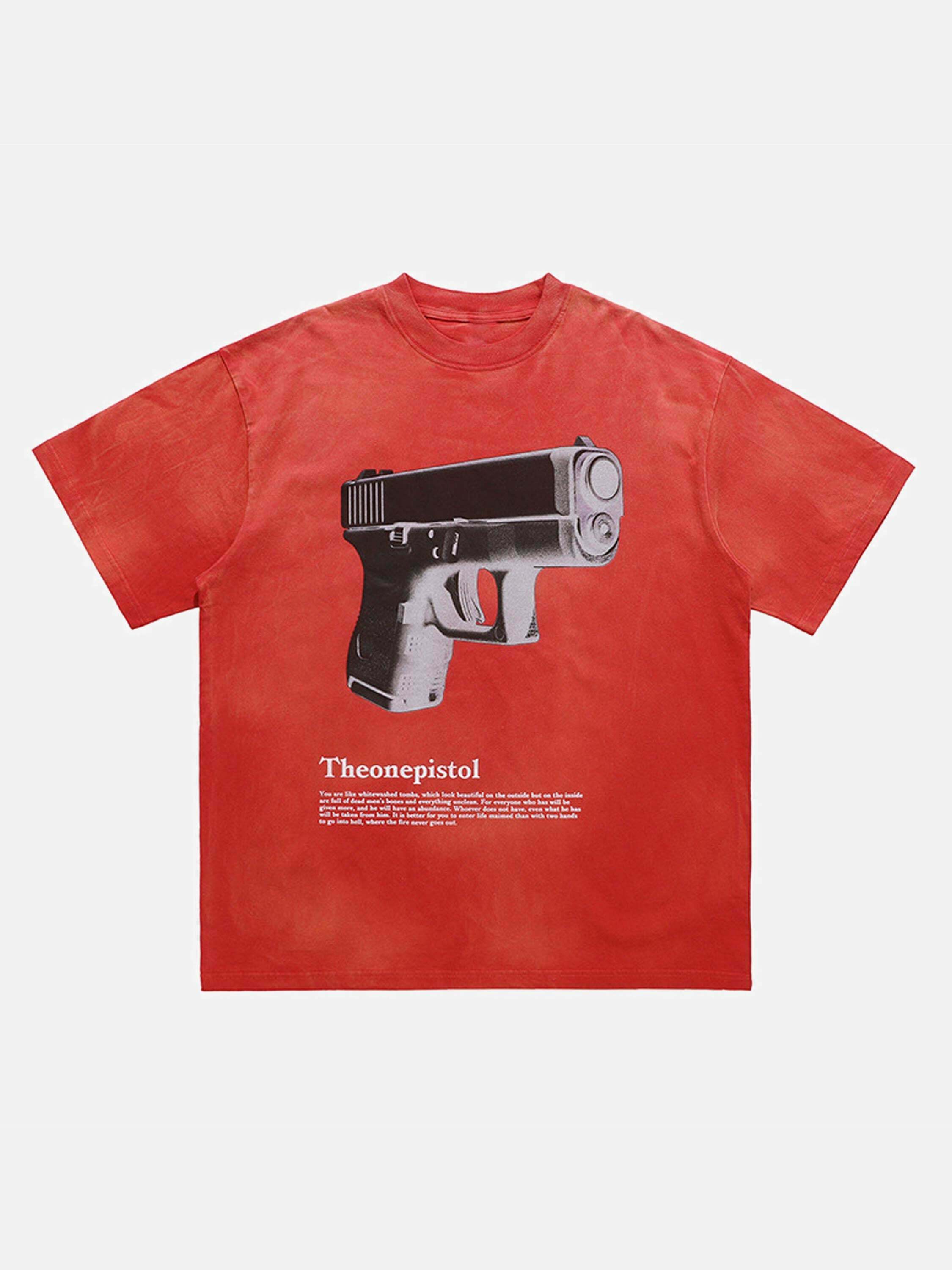 Gen Z K-POP Streetwear: Funky 3D Pistol Print Loose Tee