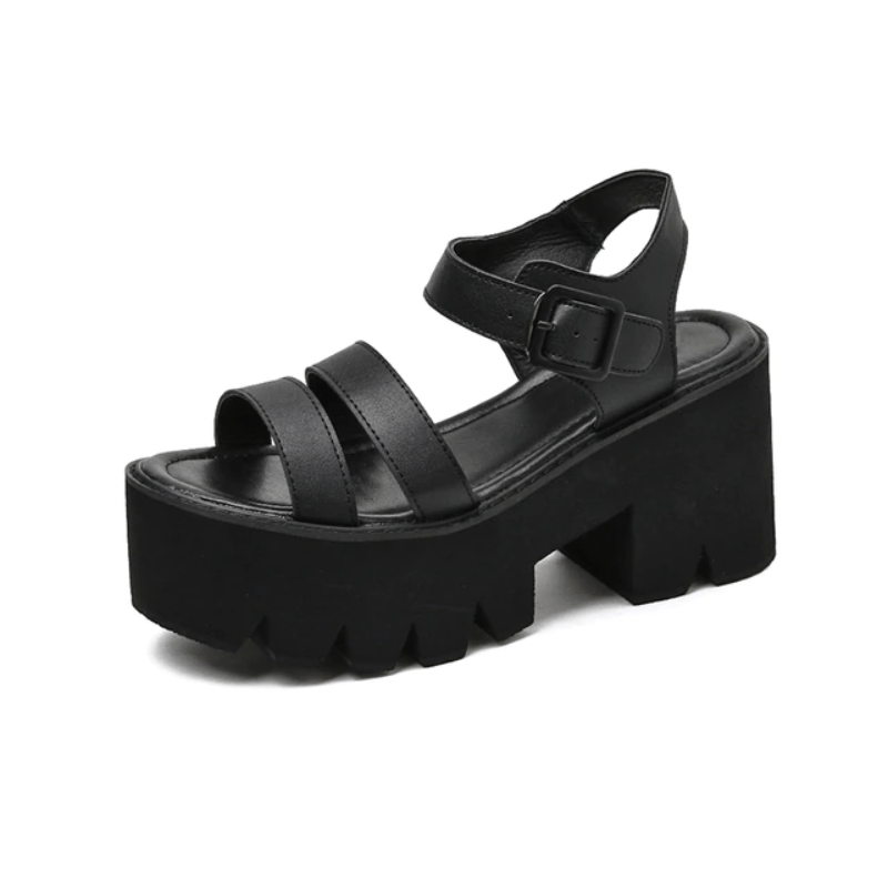 Gen Z K-POP Streetwear: Georgia Platform Sandals for Y2K Fashion