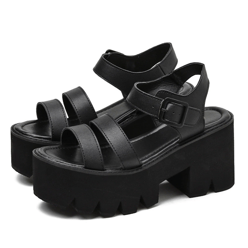 Gen Z K-POP Streetwear: Georgia Platform Sandals for Y2K Fashion