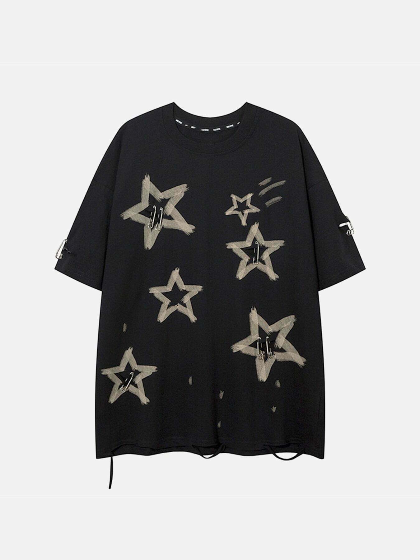 Gen Z K-POP Streetwear: High Street Star Loose T-Shirt for Y2K Style