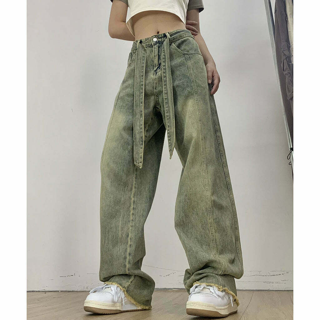 Gen Z K-POP Streetwear: High Waist Wide Leg Jeans for Y2K Style