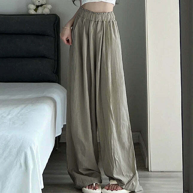 Gen Z K-POP Streetwear: High Waist Wide Leg Linen Pants