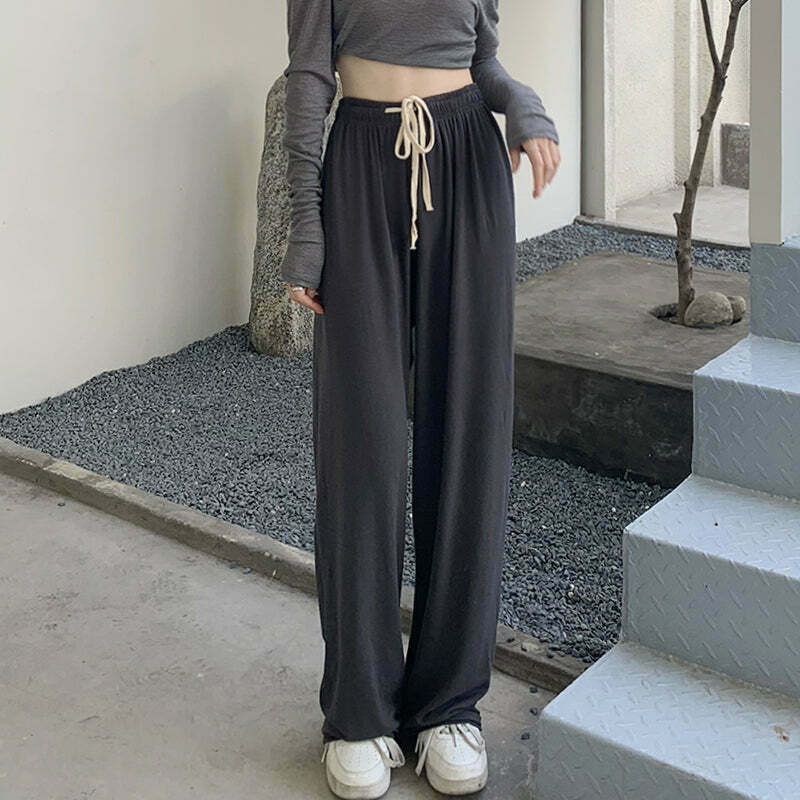 Gen Z K-POP Streetwear: High Waist Wide-Leg Sweatpants