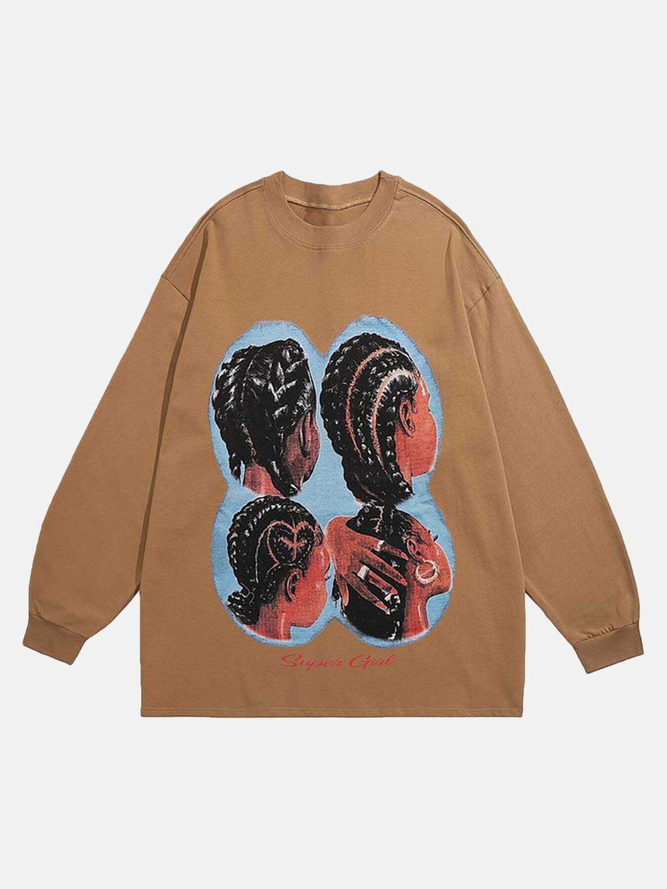 Gen Z K-POP Streetwear: Hiphop Spoof Print Long Sleeve Tee