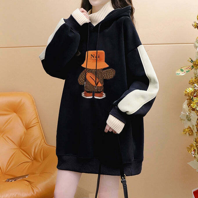 Gen Z K-POP Streetwear Hooded Two-Piece Sweatshirt Coat