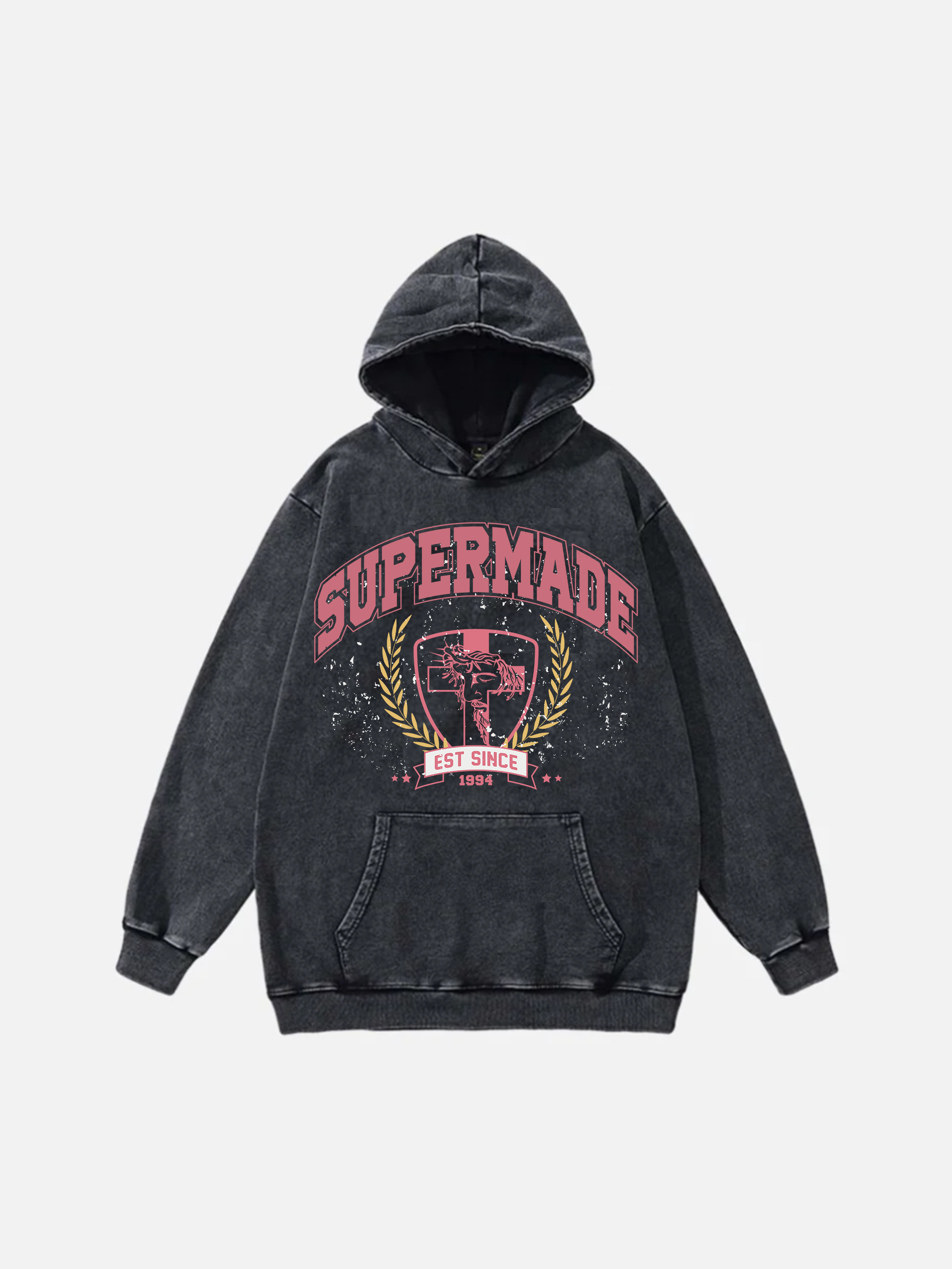 Gen Z K-POP Streetwear: Jesus Badge Graphic Hoodie