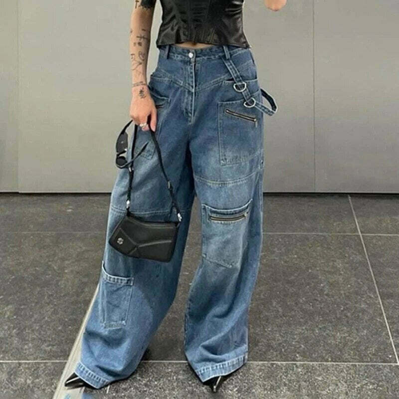 Gen Z K-POP Streetwear: Joanna's Y2K Baggy Jeans for Trendy Style