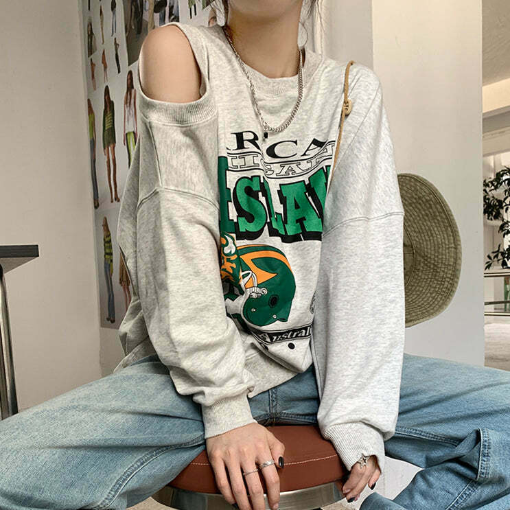 Gen Z K-POP Streetwear: Light Gray Fish Scale Long-Sleeve Sweater