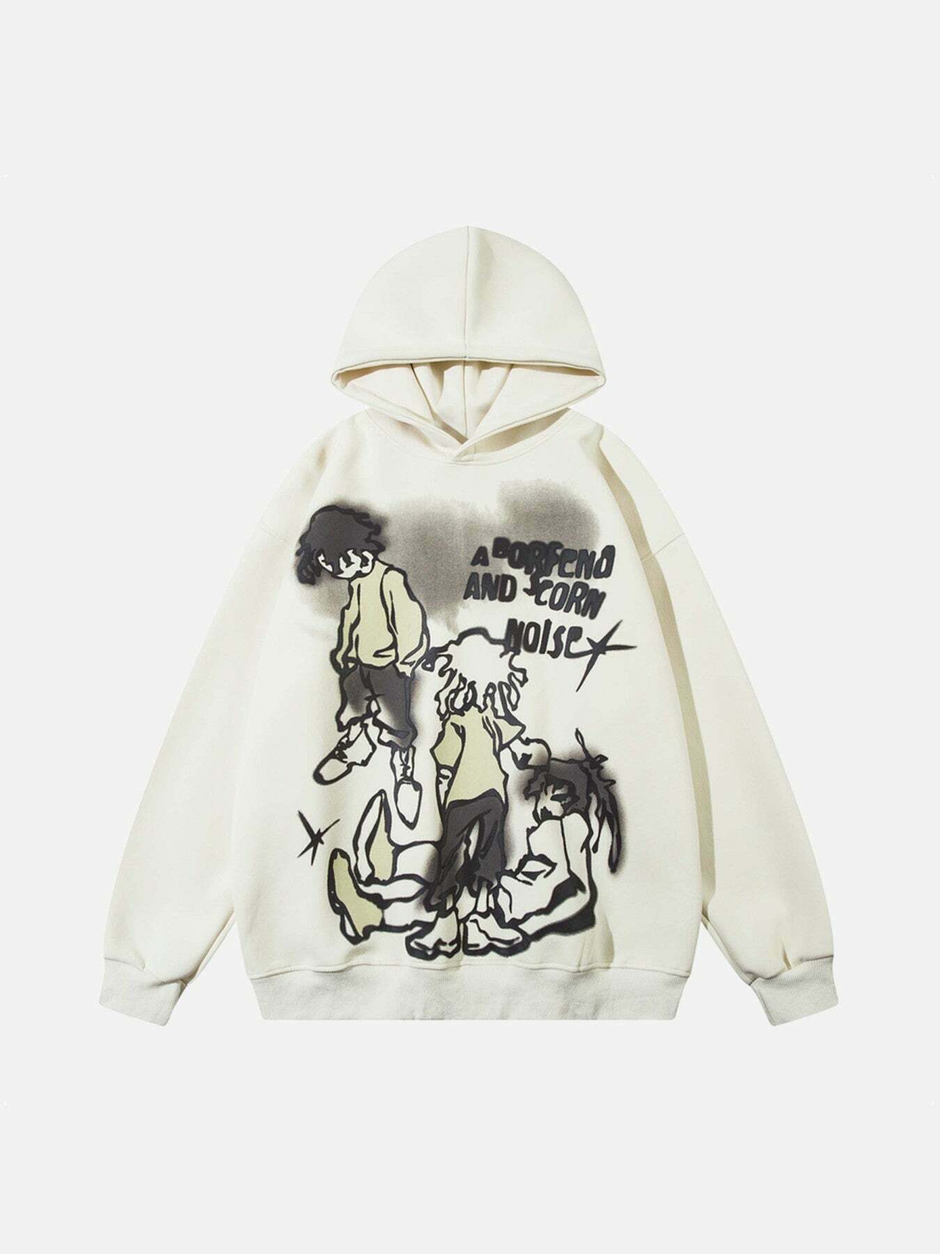 Gen Z K-POP Streetwear: Line Print Hoodie for Y2K Fashion