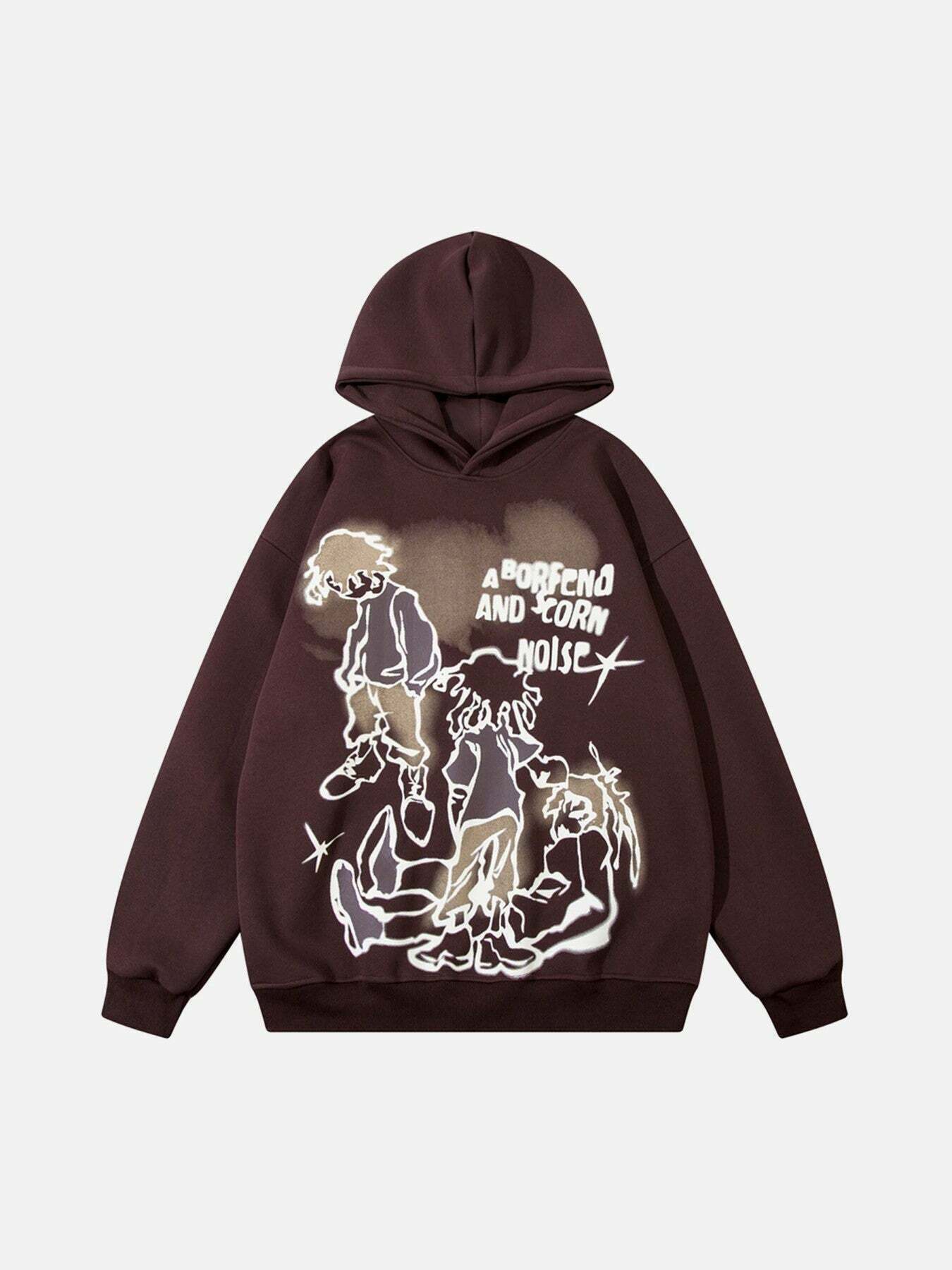 Gen Z K-POP Streetwear: Line Print Hoodie for Y2K Fashion