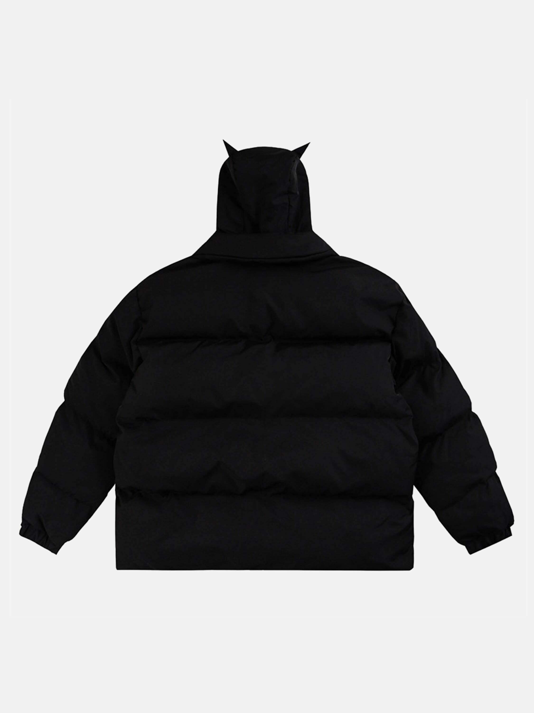 Gen Z K-POP Streetwear: Little Devil Hooded Down Jacket