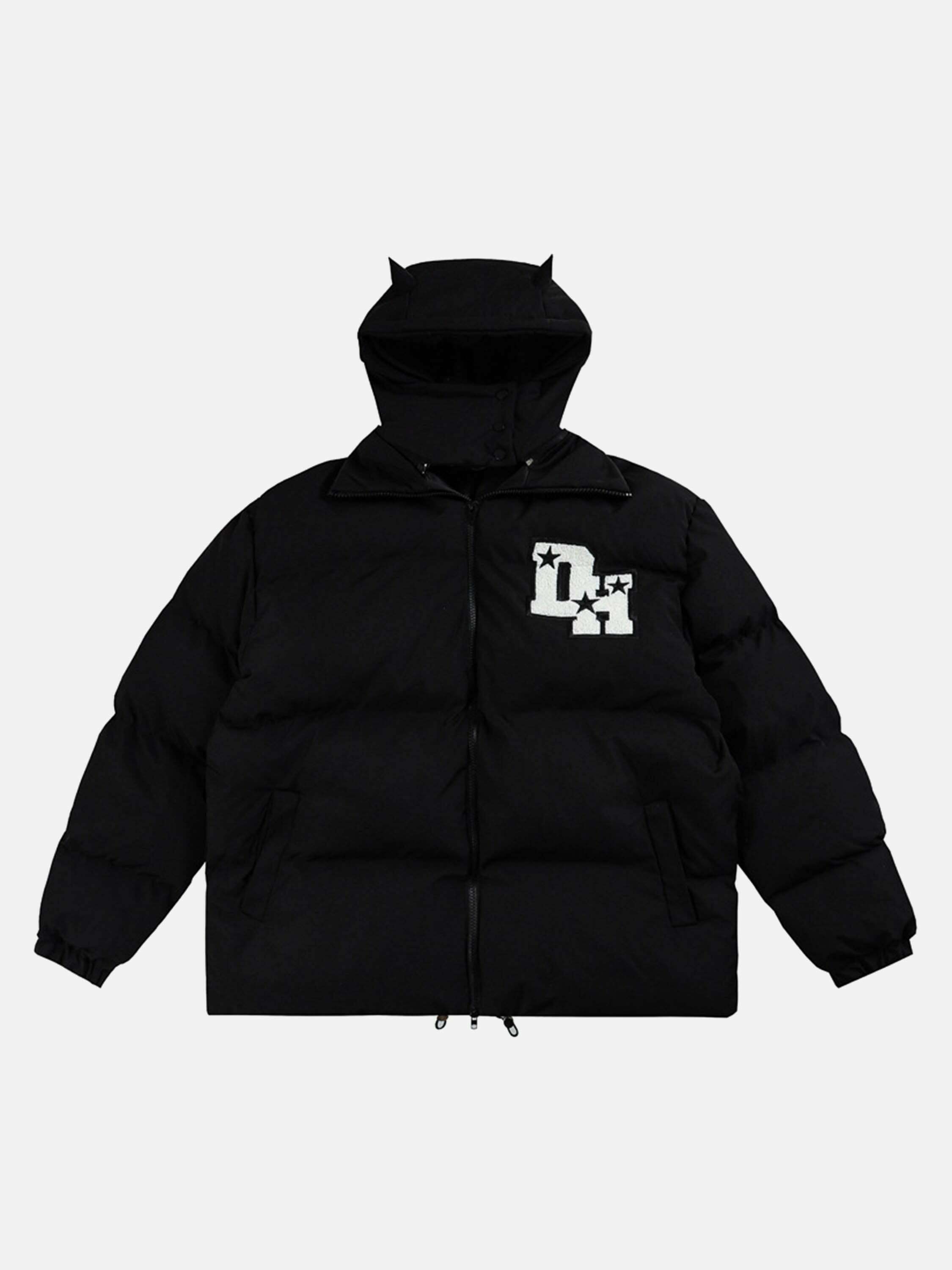 Gen Z K-POP Streetwear: Little Devil Hooded Down Jacket