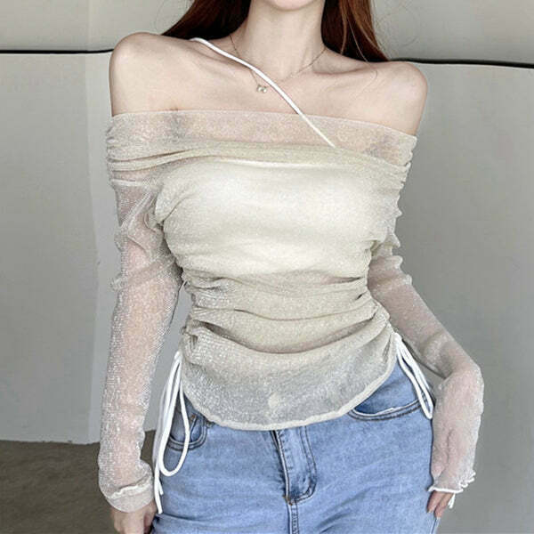 Gen Z K-POP Streetwear: Long-Sleeve Gauze Tube Top Set