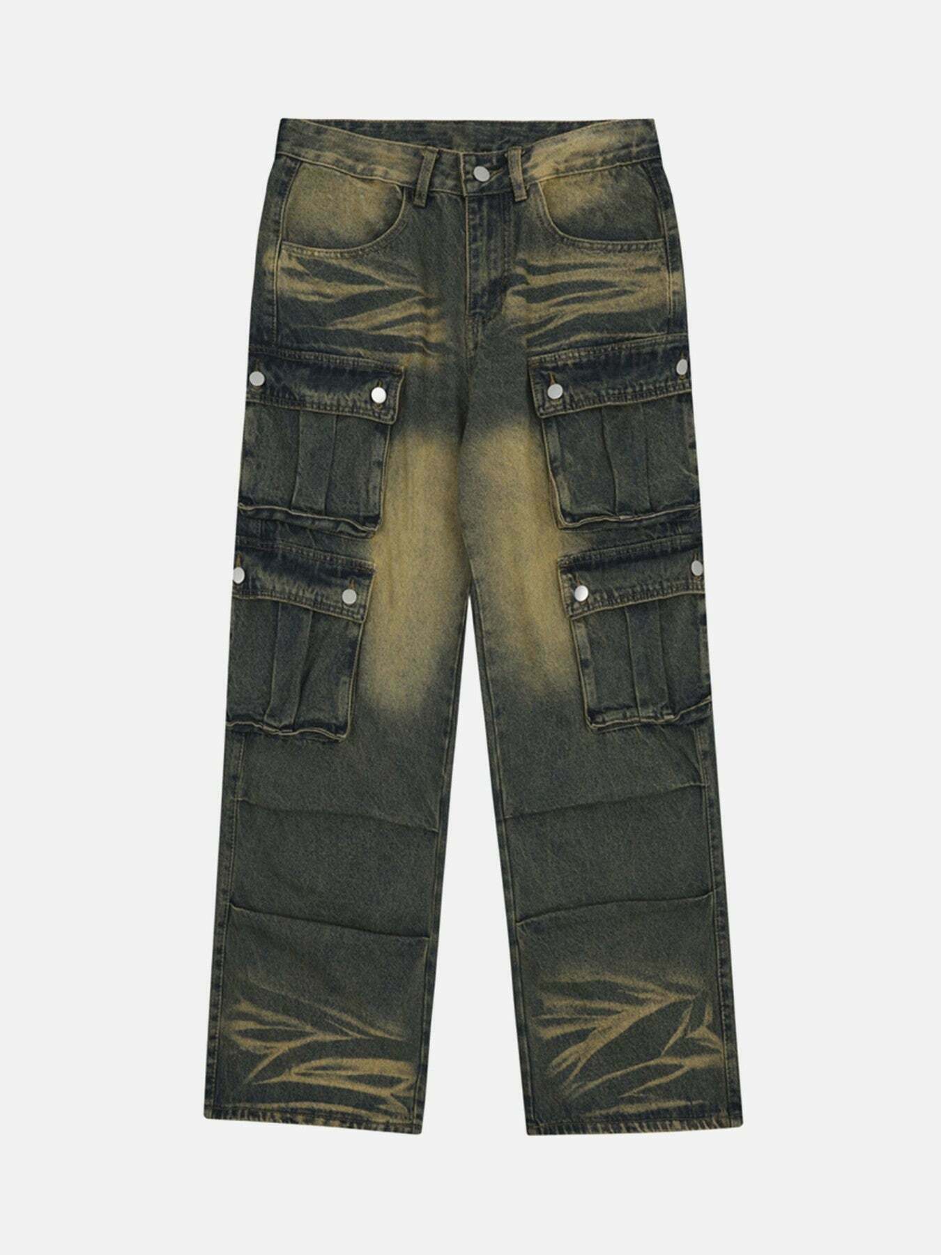 Gen Z K-POP Streetwear: Multi-Pocket Cargo Jeans