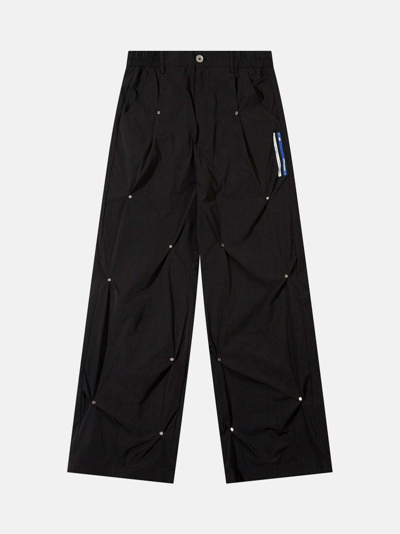 Gen Z K-POP Streetwear: Personalized Pleated Straight Leg Pants