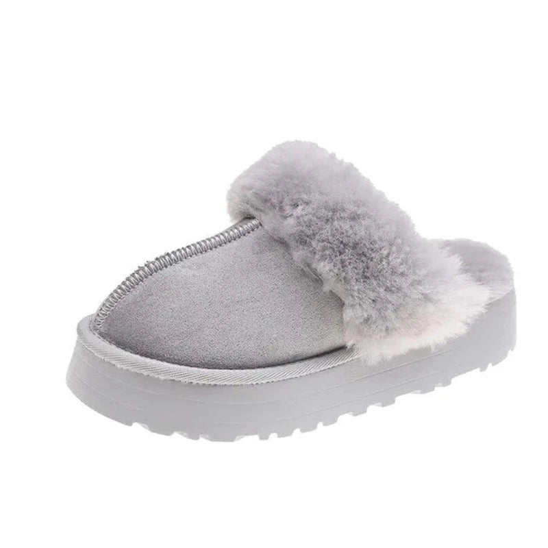 Gen Z K-POP Streetwear: Rima Fur Winter Slides for Y2K Style