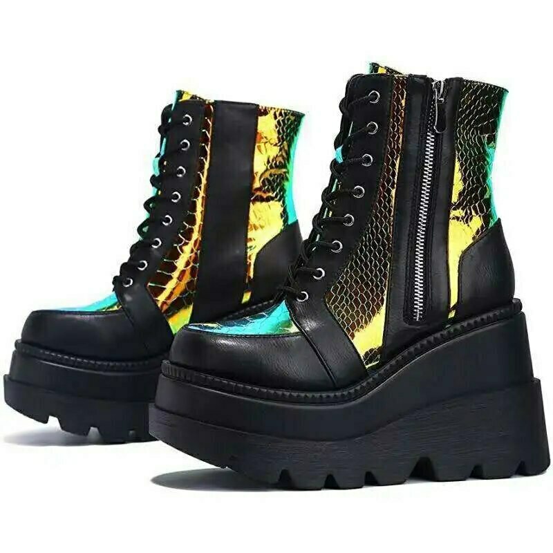 Gen Z K-POP Streetwear: Roberta Glam Platform Boots for Y2K Style