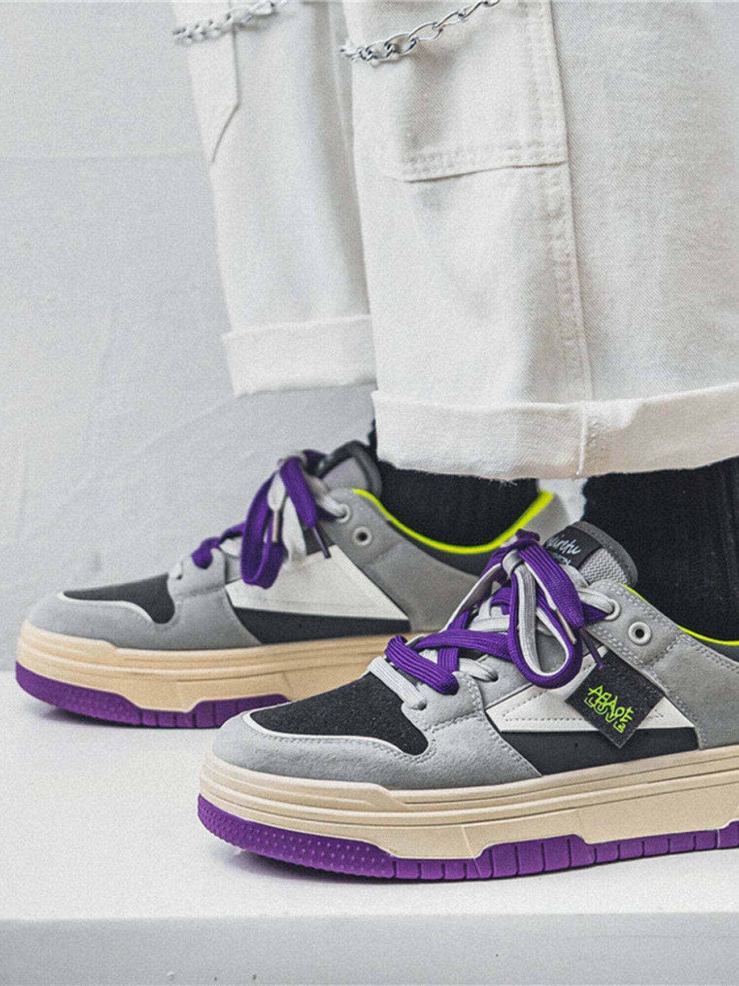 Gen Z K-POP Streetwear Sneakers with Vibrant Color Contrast