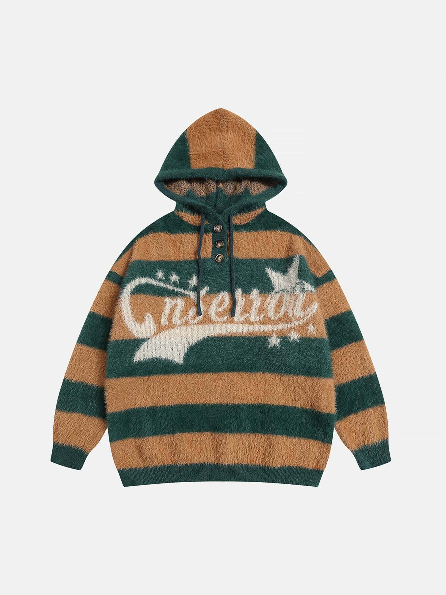 Gen Z K-POP Streetwear: Striped Hooded Sweater for Y2K Fashion