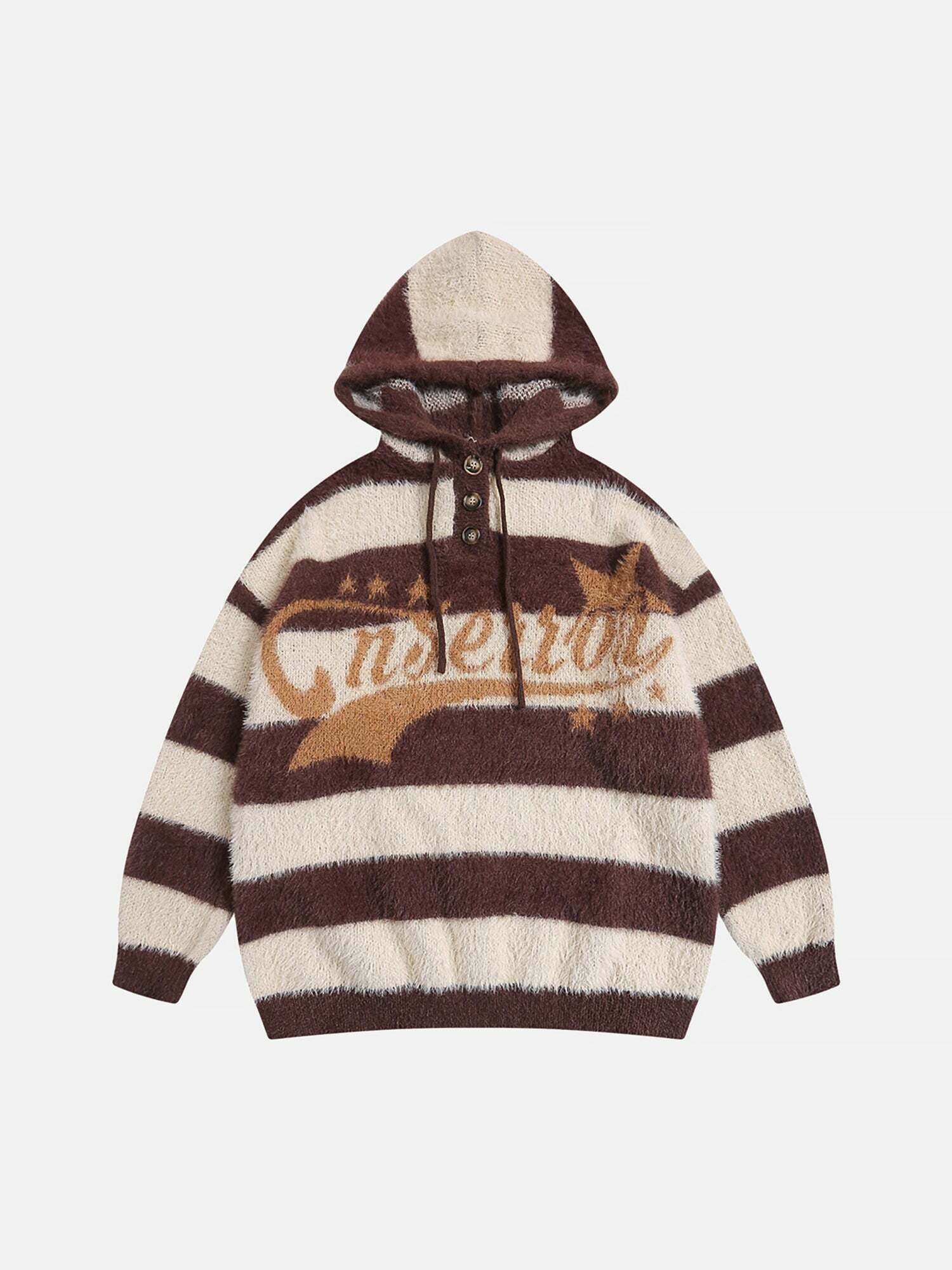 Gen Z K-POP Streetwear: Striped Hooded Sweater for Y2K Fashion