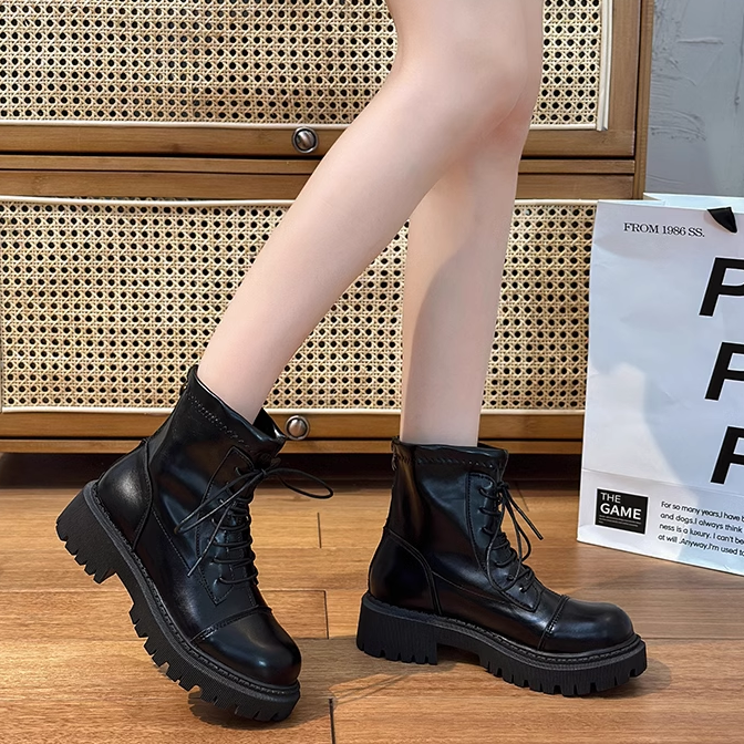 Gen Z K-POP Streetwear: Stylish Thick Sole Short Boots