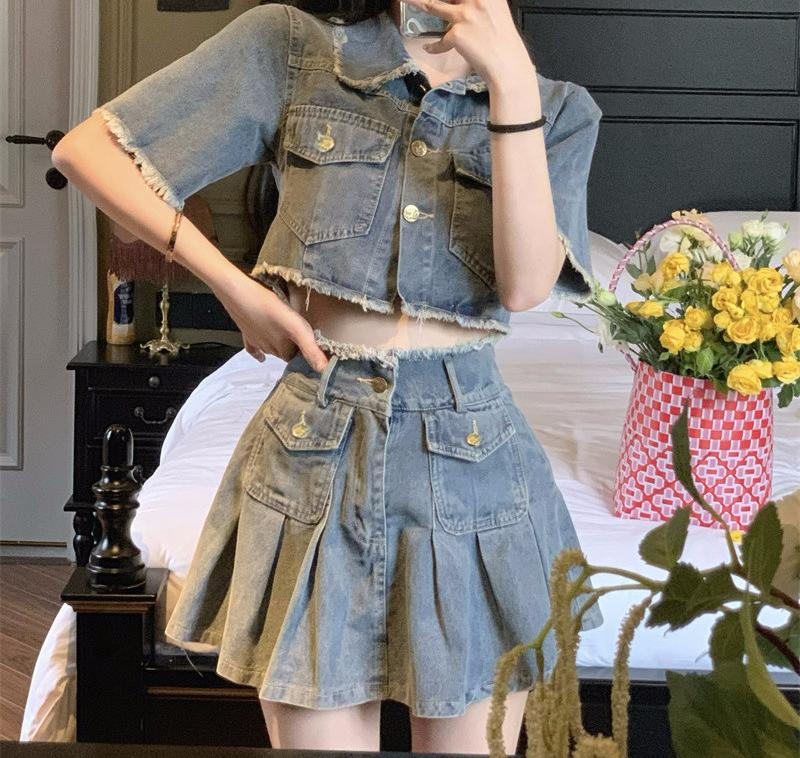 Gen Z K-POP Streetwear: Summer Y2K Denim Suit