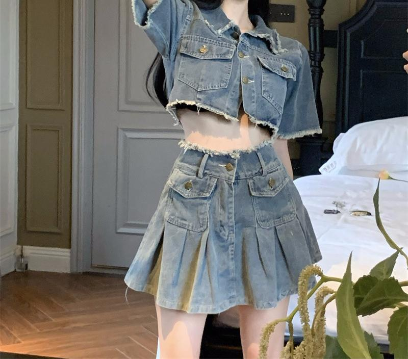 Gen Z K-POP Streetwear: Summer Y2K Denim Suit