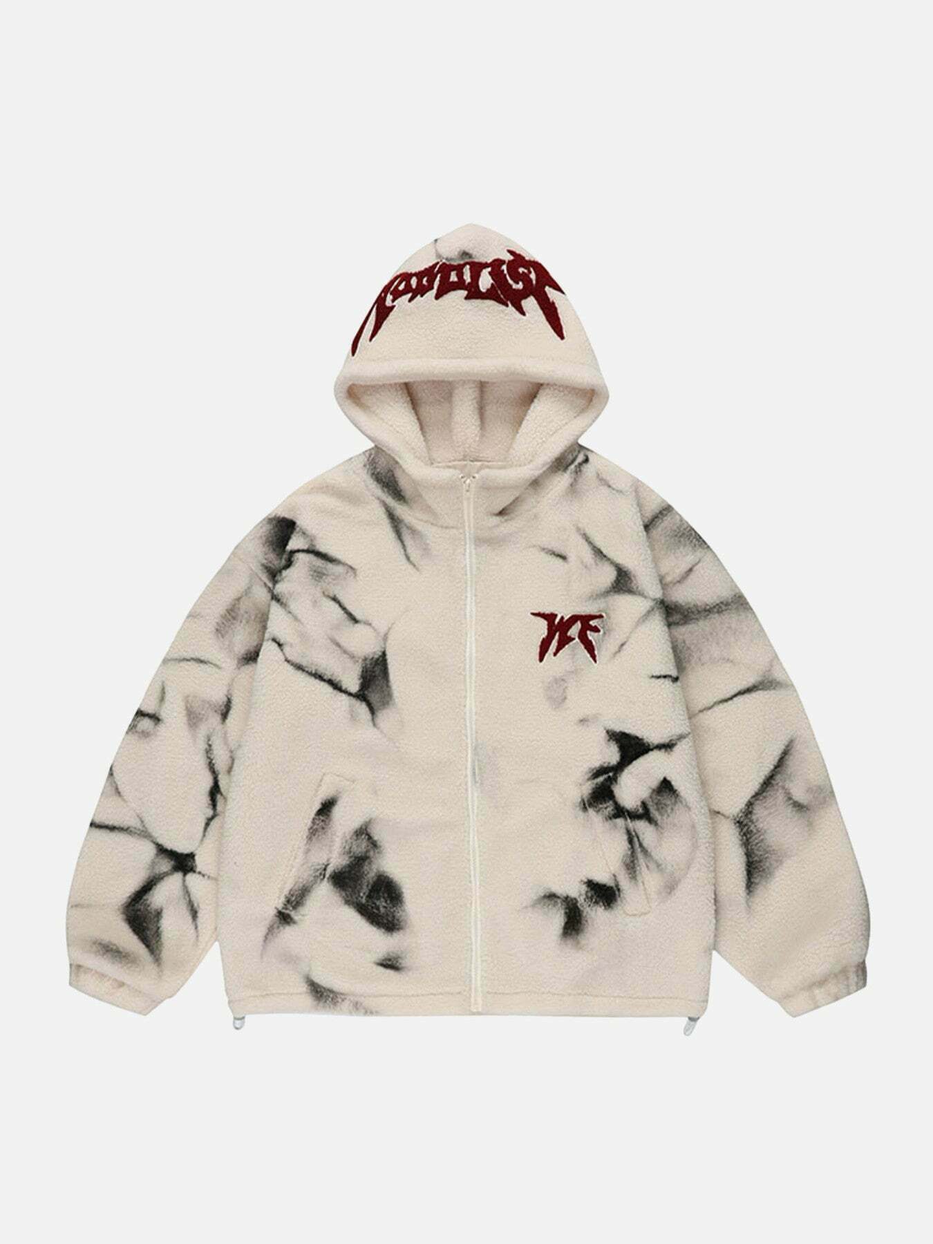 Gen Z K-POP Streetwear: Tie-Dye Lambswool Cotton Jacket