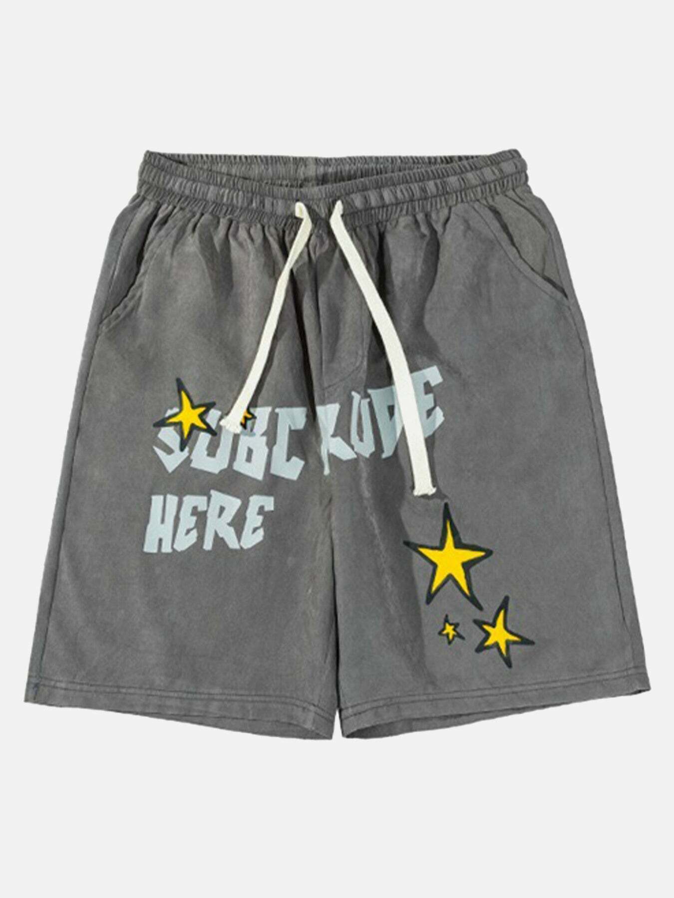 Gen Z K-POP Streetwear: Trendy Alphabet Star Print Shorts for Y2K Fashion