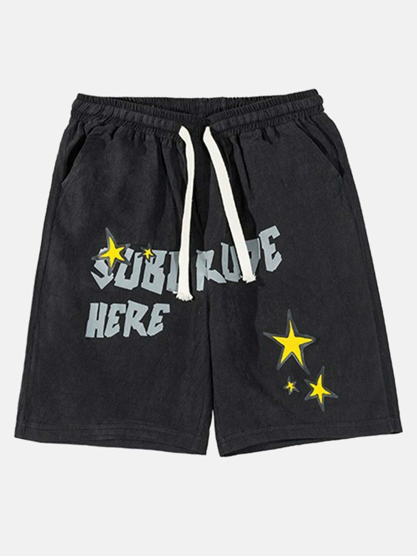 Gen Z K-POP Streetwear: Trendy Alphabet Star Print Shorts for Y2K Fashion