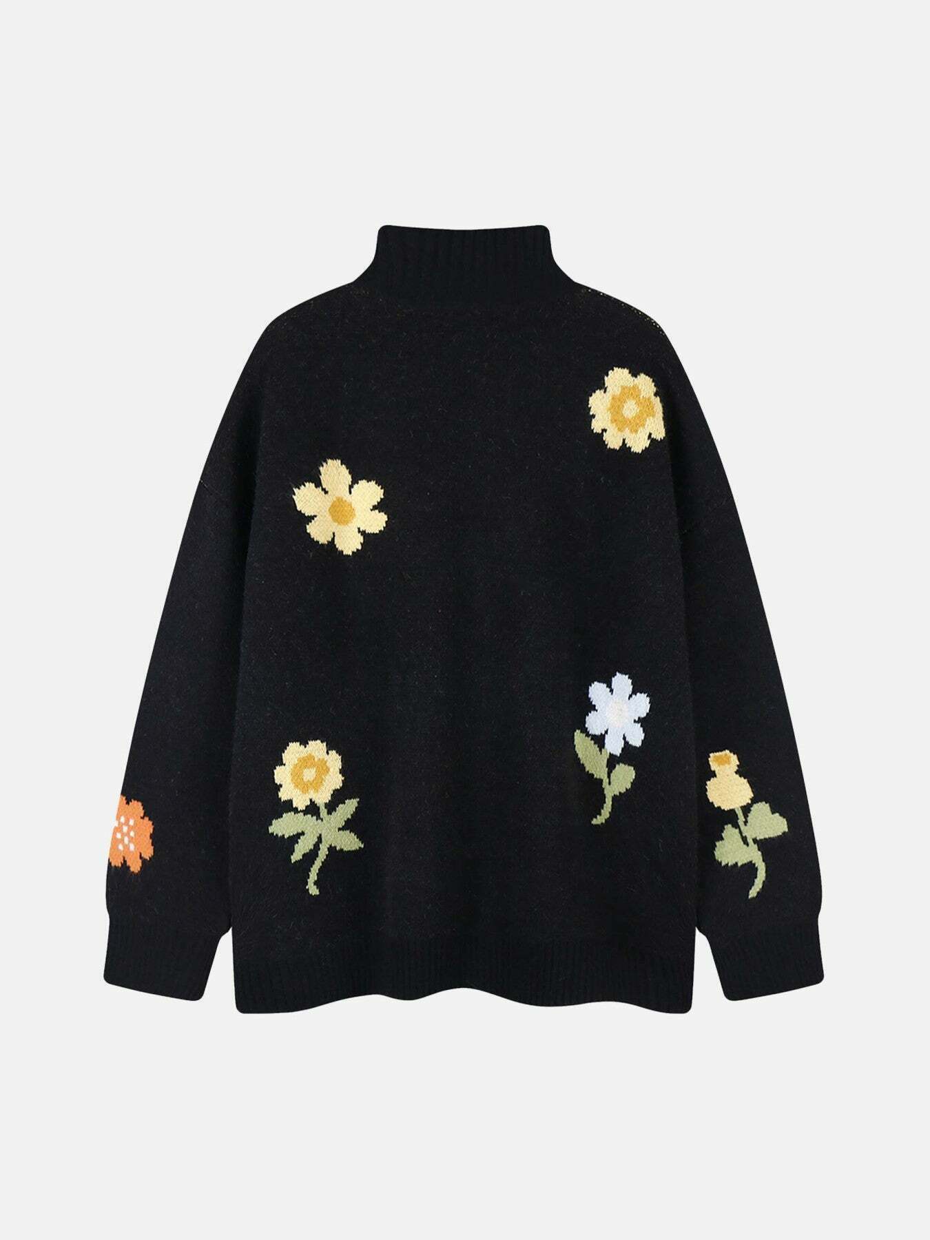 Gen Z K-POP Streetwear: Trendy Floral Embroidered Zip-Up Jacket