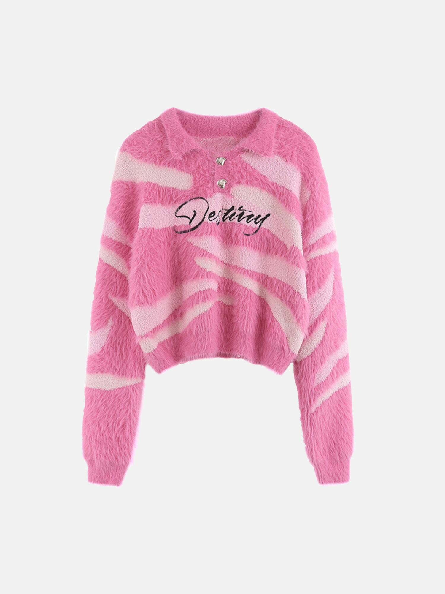 Gen Z K-POP Streetwear: Trendy Knit Long-sleeve Sweater for Girls